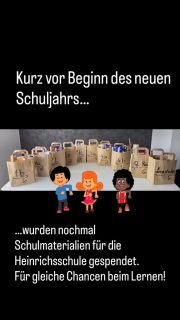 Die @ggs.heinrichsschule wird regelmäßig mit Schulmaterialien versorgt, um den Kindern, denen es an etwas fehlt, die gleiche Chance auf Bildung zu ermöglichen.
DANKE an alle Spender/innen
